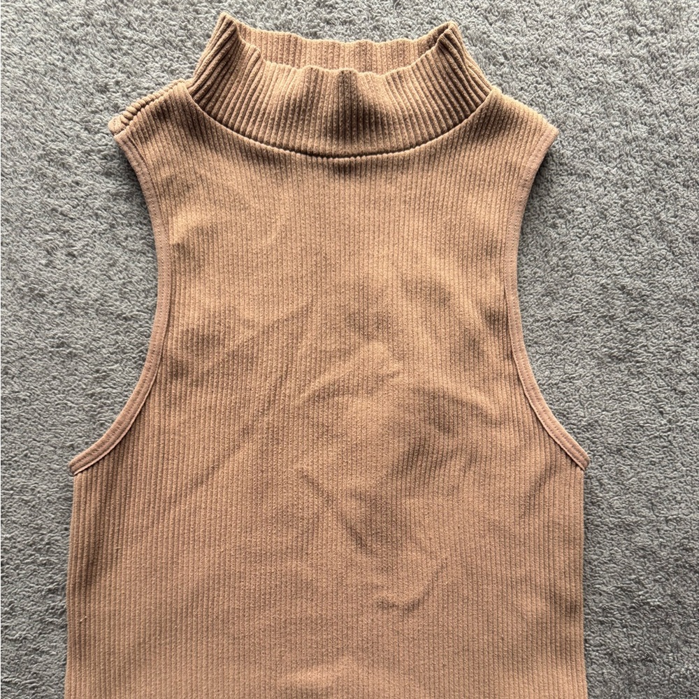 Zara Ribbed Brown Tank Top